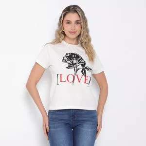 Camiseta Love<BR>- Off White