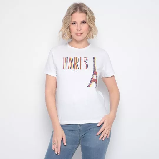 Camiseta Paris- Off White & Vermelha