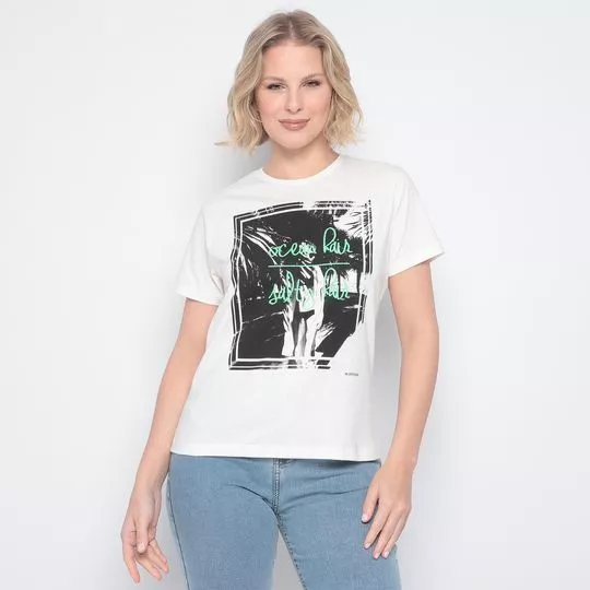 Camiseta Com Inscrições- Off White & Preta