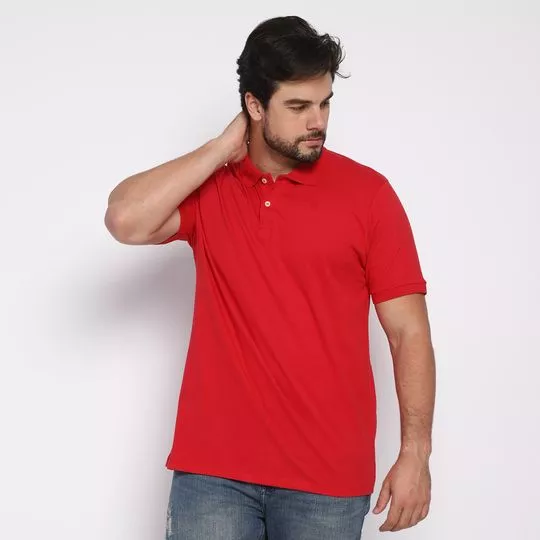 Polo Comfort Fit Com Bordado- Vermelha