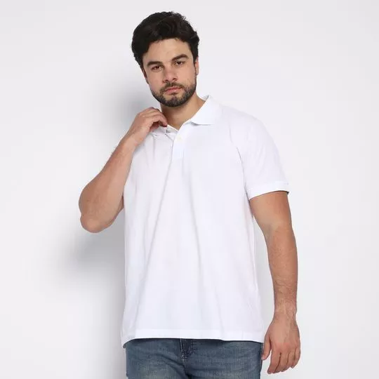 Polo Classic Fit Com Bordado- Branca