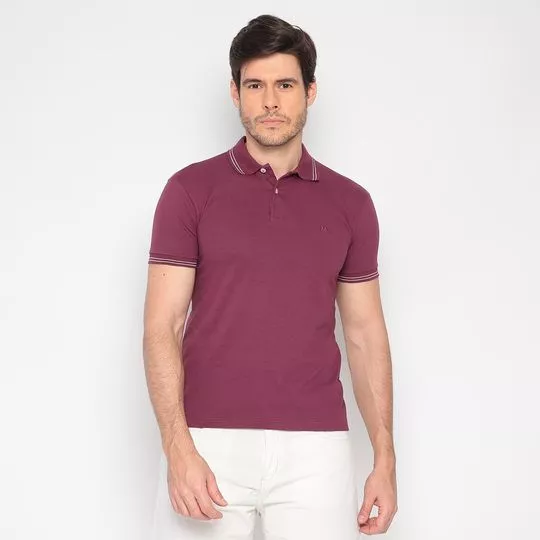 Polo Classic Fit Com Bordado- Vinho