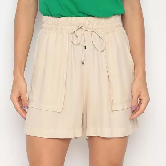 Short Clochard Com Bolsos- Bege Claro