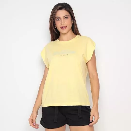 Blusa Com Inscrições- Amarelo Claro & Azul Claro