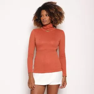 Blusa Com Vazados<BR>- Laranja Escuro