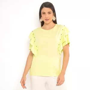 Blusa Com Babados<BR>- Verde Limão