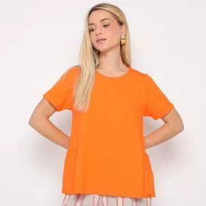 Blusa Básica Com Tag<BR>- Laranja