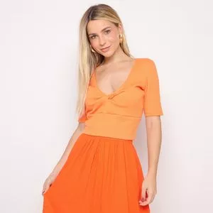 Blusa Canelada<BR>- Laranja Claro