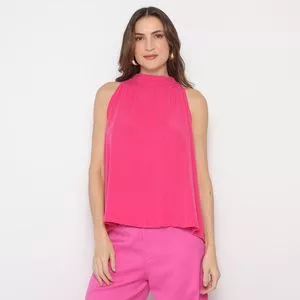 Blusa Com Franzidos<BR>- Rosa Escuro