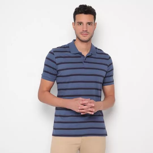 Polo Classic Fit Básica- Azul Escuro & Preta