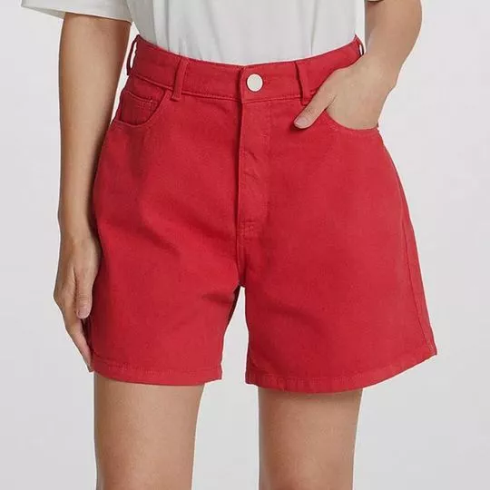 Short Em Sarja Com Bolsos- Vermelho