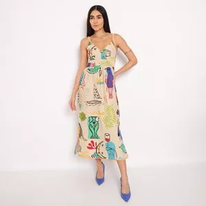 Vestido Midi Brasilidades<br /> - Bege Claro