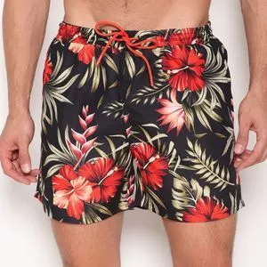 Short D'Água Floral<BR>- Preto