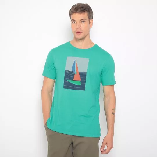 Camiseta Barcos- Verde Água