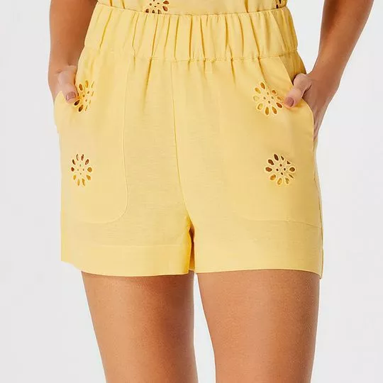 Short Com Linho- Amarelo