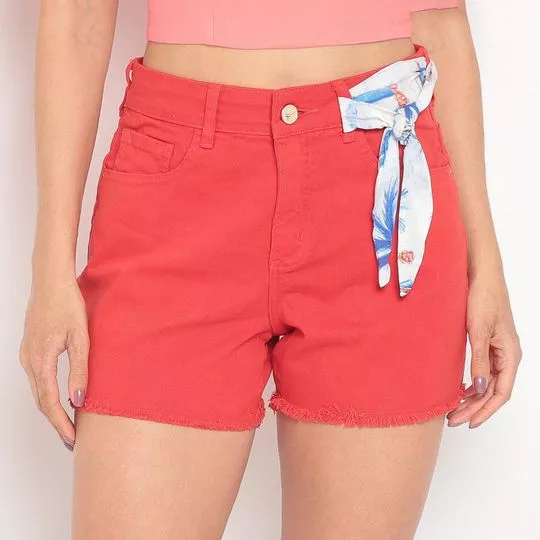 Short Com Faixa- Coral