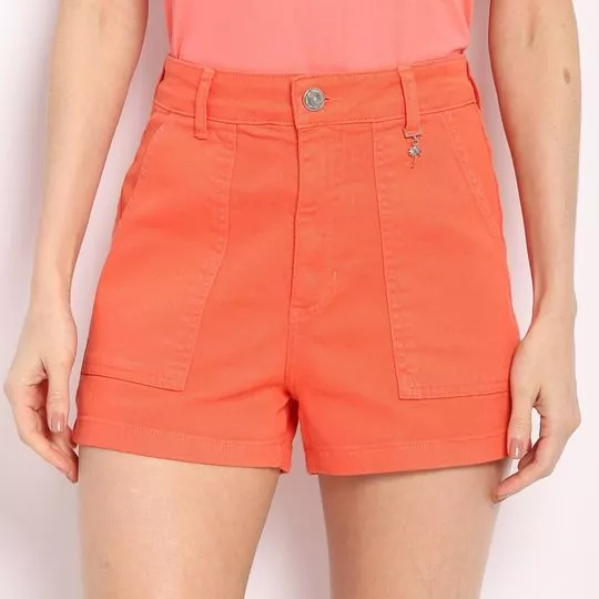 Short Com Recortes- Laranja Claro