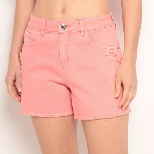 Short Com Destroyed- Rosa Claro