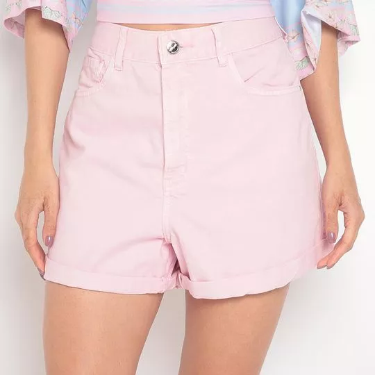 Short Com Recortes- Rosa Claro