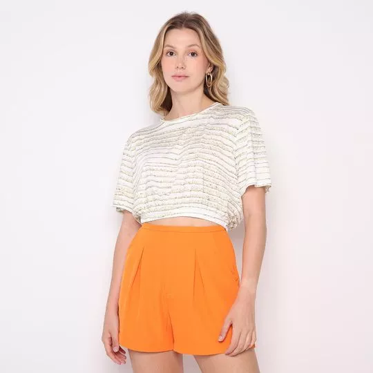 Cropped Abstrato- Off White- Morena Rosa