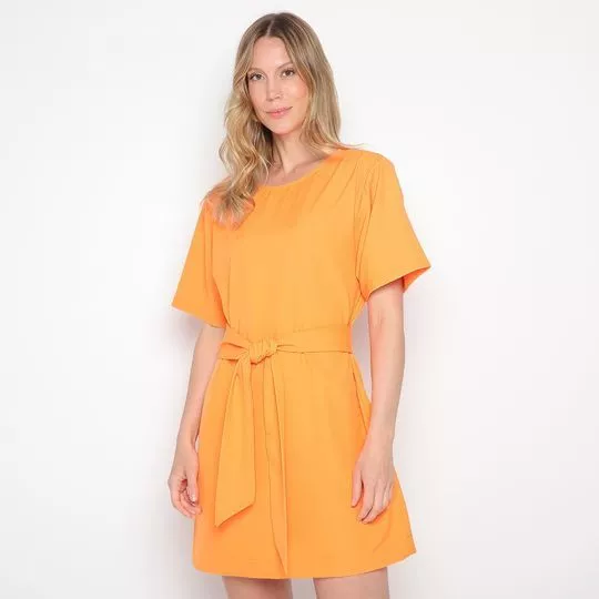 Vestido Curto Com Amarração- Laranja- Morena Rosa