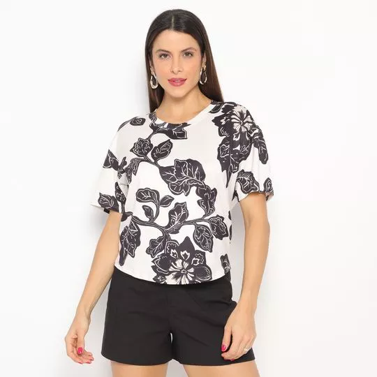 Blusa Floral- Branca & Preta- Morena Rosa