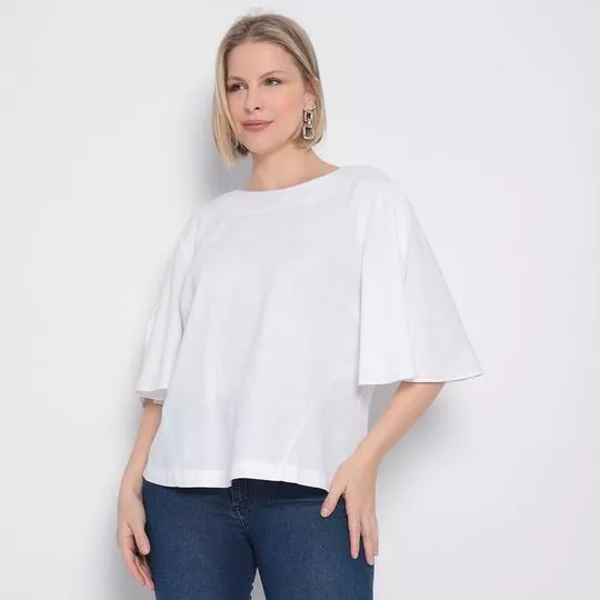 Blusa Com Linho- Branca- Maria Valentina