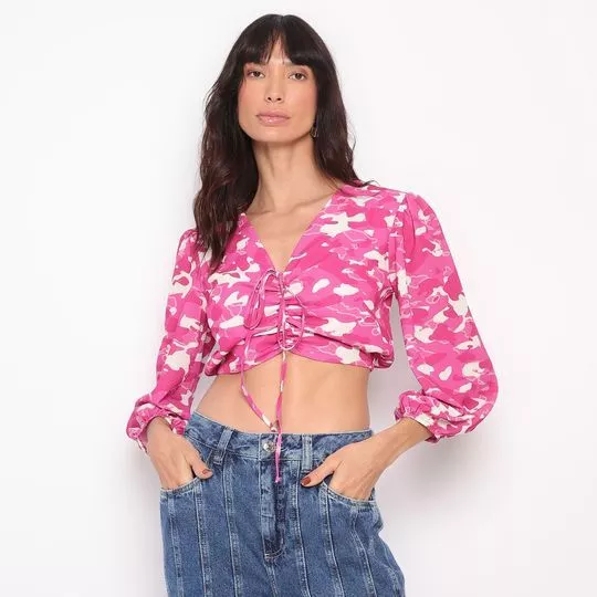 Cropped Camuflada- Pink & Off White- Zinco