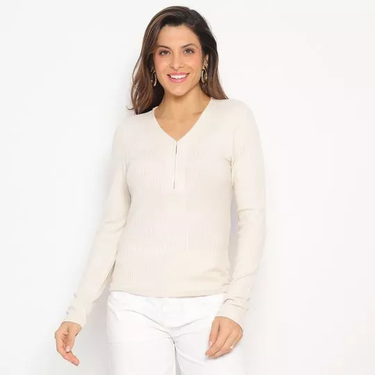 Blusa Texturizada- Off White- Zinco