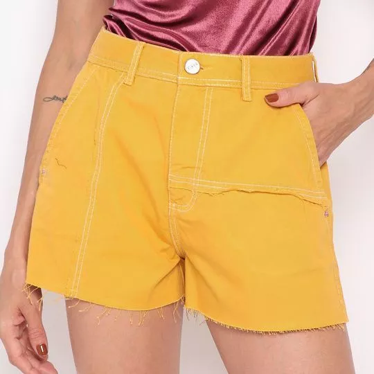 Short Com Recortes- Amarelo- Zinco