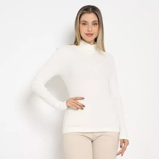 Blusa Canelada- Off White- Iódice