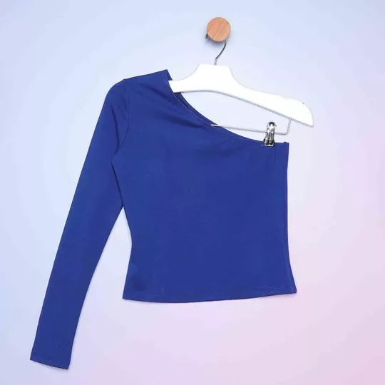 Blusa Ombro Único- Azul Escuro- Dimy