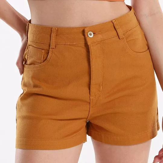 Short Com Recortes- Bege Escuro