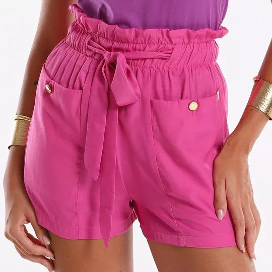 Short Clochard Com Franzidos- Rosa