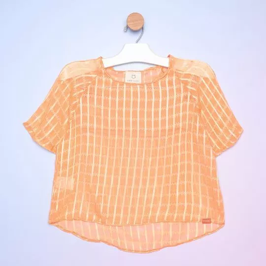 Blusa Com Recortes- Laranja- Dimy