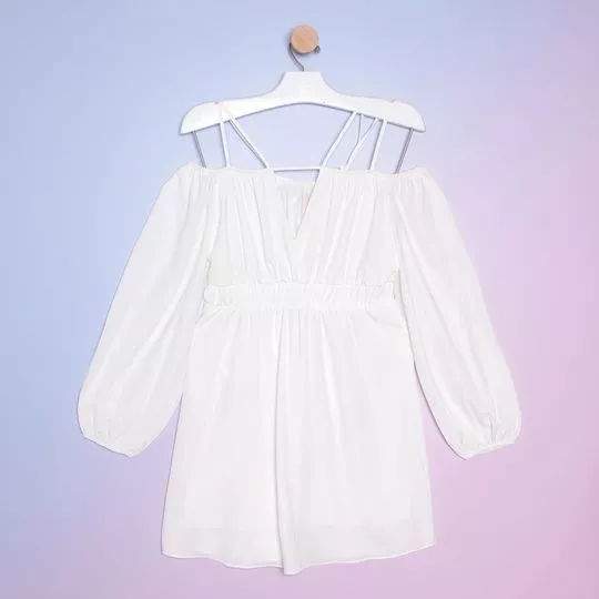 Vestido Com Franzidos- Branco- Dimy