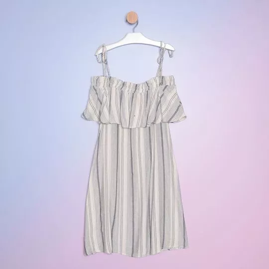 Vestido Listrado- Cinza & Branco- Dimy