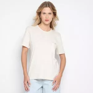 Camiseta Com Linho<BR>- Off White