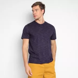 Camiseta Em Flamê<BR>- Azul Marinho