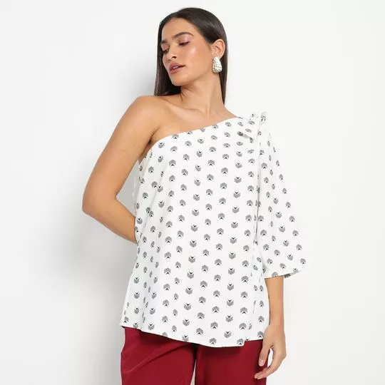 Blusa Ombro Único- Branca & Preta- Morena Rosa