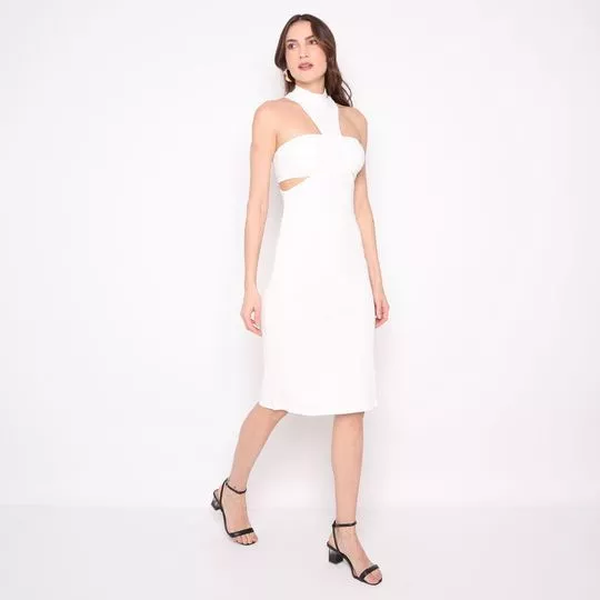 Vestido Midi Com Recortes- Off White- Iódice