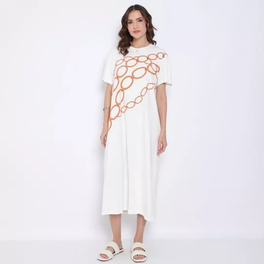 Vestido Midi Geométrico- Branco- Iódice