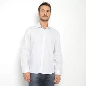 Camisa Comfort Fit Com Bordado<BR>- Branca & Azul<BR>- VR