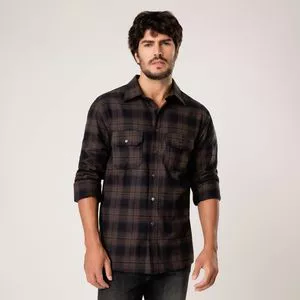 Camisa Xadrez<BR>- Marrom & Marrom Escuro