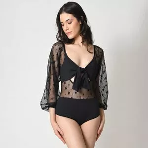 Body Estrelas Com Tule<BR>- Preto