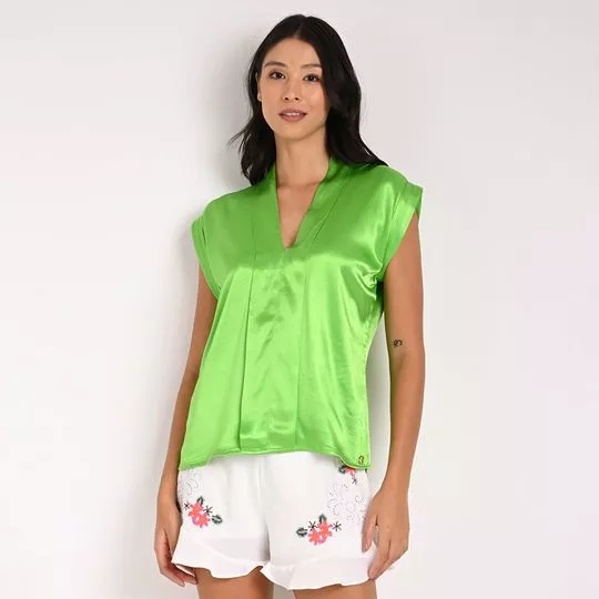 Blusa Acetinada- Verde