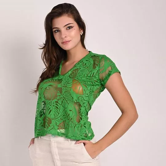 Blusa Folhagens- Verde