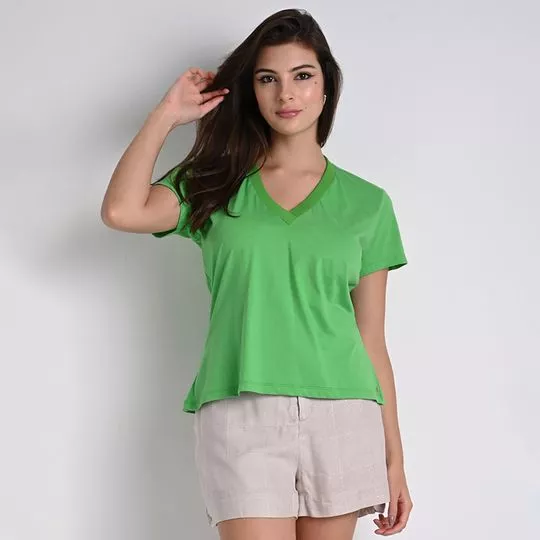 Blusa Decote V- Verde