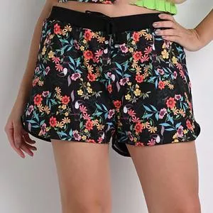 Short Floral<BR>- Preto & Vermelho