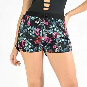 Short Floral<BR>- Preto & Verde Escuro